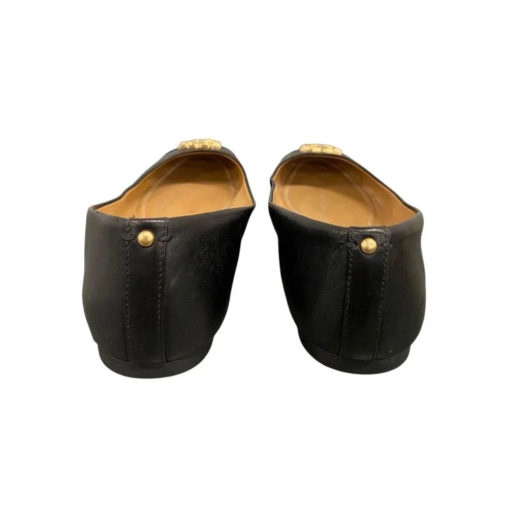 Tory Burch Claire Ballet Flats Women 8 Black Good Patent Cap Toe Logo